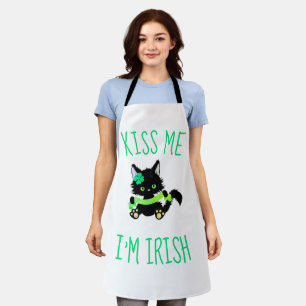 Lovely St. Patrick's Kiss Me I'm Irish Cat Apron