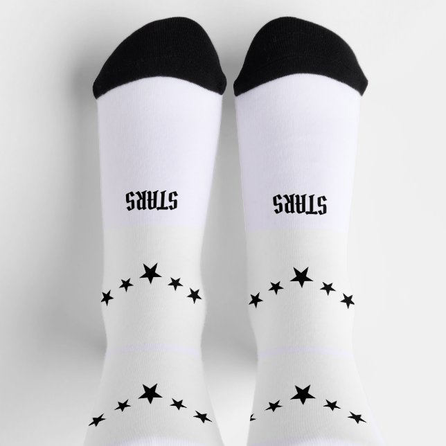 Lovely Stars text with Black Colour Five Stars  Socks (Top)
