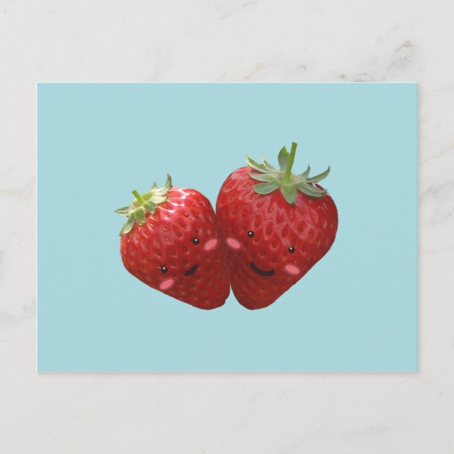 Lovely Strawberry Couple Postcard (Front)