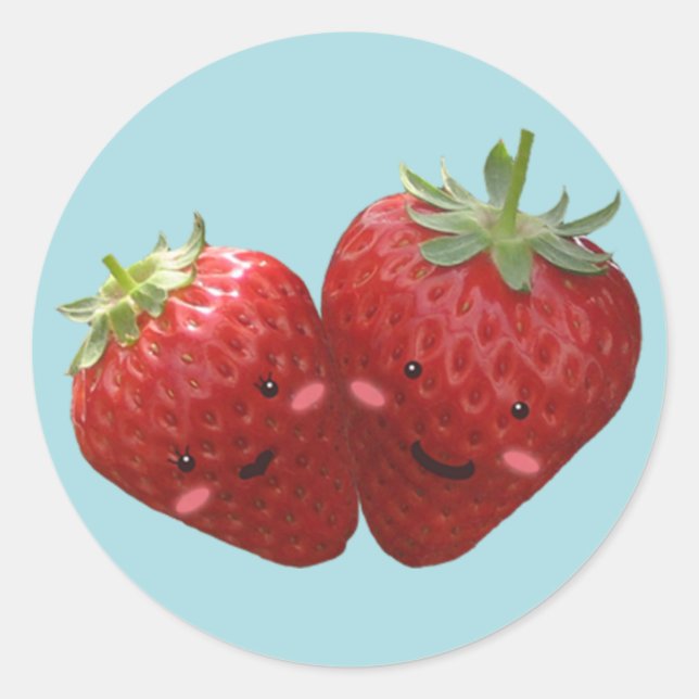 Lovely Strawberry Couple Sticker (Front)