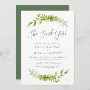 Lovely summer green engagement party invitation