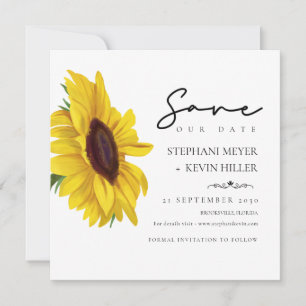 Lovely Sunflower Elegant Script Wedding Save The Date