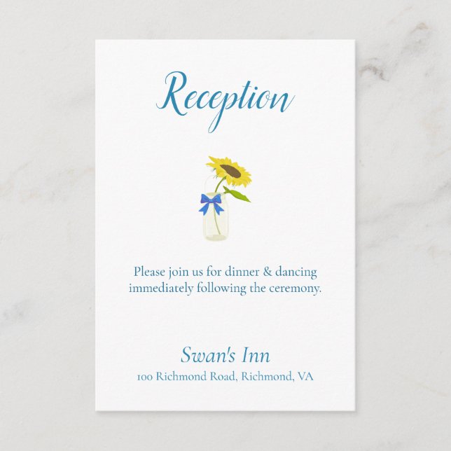 Lovely Sunflower Reception Enclosure Card (Front)