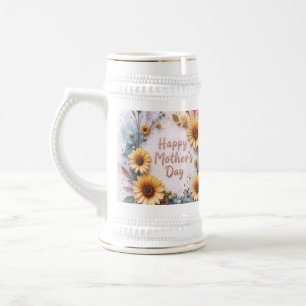 Lovely Sunflowers 3D Mother's Day Beer Stein