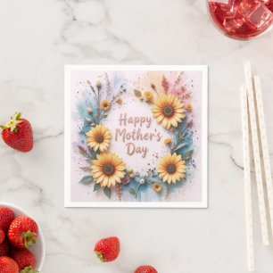 Lovely Sunflowers 3D Mother's Day Napkin