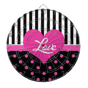 Lovely, sweet, elegant, cute pink polka dots dartboard