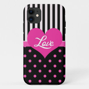 Lovely, sweet, elegant pink polka dots iPhone 11 case