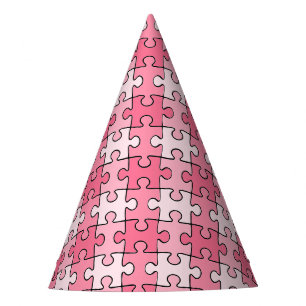 Lovely Sweet Pink Black Puzzles Piece Party Hat