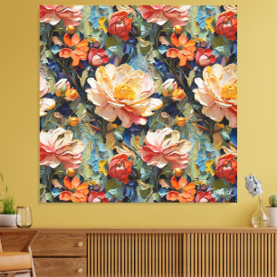 Lovely Sweet Tzxtured Flowers and Roses Canvas Print