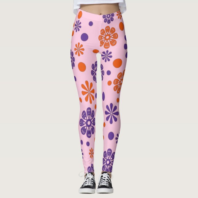 Lovely Sweety Flowers and Roses Patterns Leggings (Front)