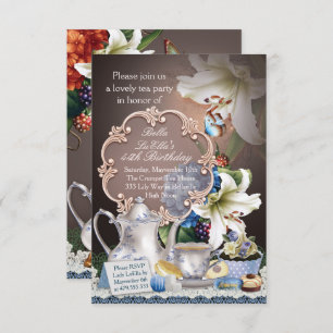 Lovely Tea Party Birthday Party Invitations