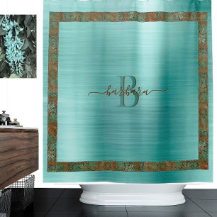 Lovely Teal with Unique Border Custom Monogram   