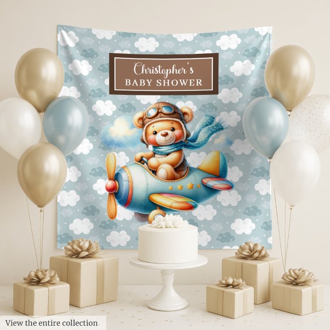 Lovely Teddy Bear Pilot Personalized Party Wall Tapestry (Lovely Teddy Bear Pilot Personalized Party Wall Tapestry)