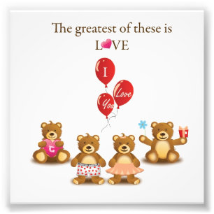 Lovely Teddy Bear Vector Graphics CUTE CARTOON COL Photo Print