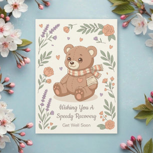 Lovely Teddy Bear with Bandage Get Well Soon