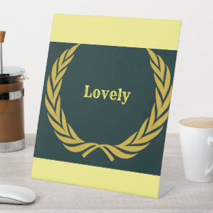 Lovely text plastic pedestal sign Yellow Crown