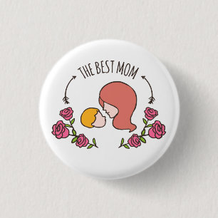 Lovely The Best Mom Mother's Day Pin Button