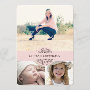 Lovely Then and Now Photo Graduation Party   Pink Invitation