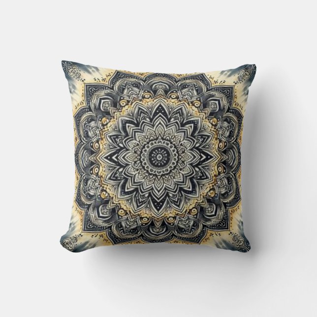 Lovely Tie-Dye Mandala Throw Pillow (Front)