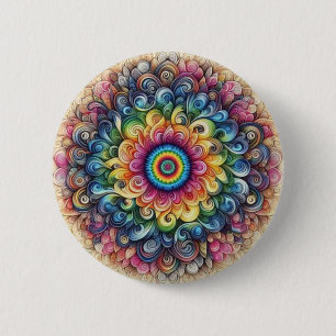 Lovely Tie-dye rainbow colours Button