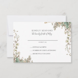 Lovely Tiny bellflowers Whimsical Wedding RSVP Card
