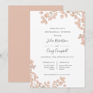 Lovely Tiny leave pink Whimsical Rehearsal Dinner Invitation