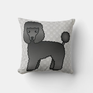 Lovely Toy Poodle Dog In Black Coat Colour Throw Pillow