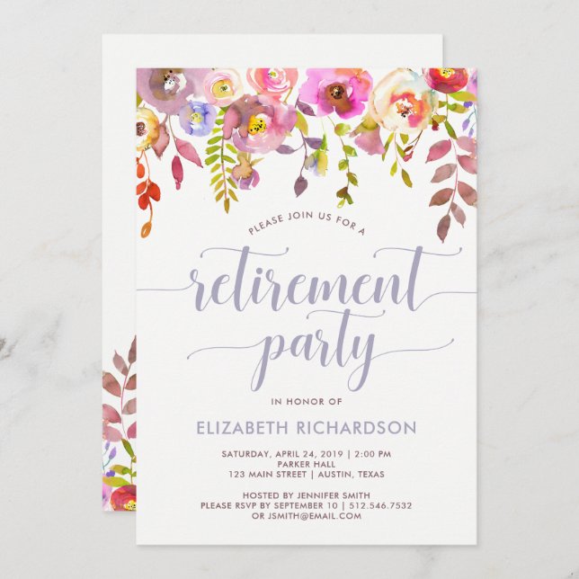 Lovely Trendy Floral | Retirement Party Invitation (Front/Back)