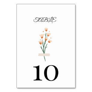 Lovely Trendy Pink Watercolor Wildflower Table Number