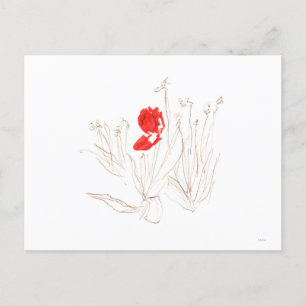 Lovely tulip in the wind and rain poster postcard