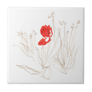 Lovely tulip in the wind and rain tile
