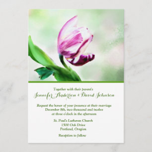Lovely Tulip Watercolor Custom Wedding Invitation