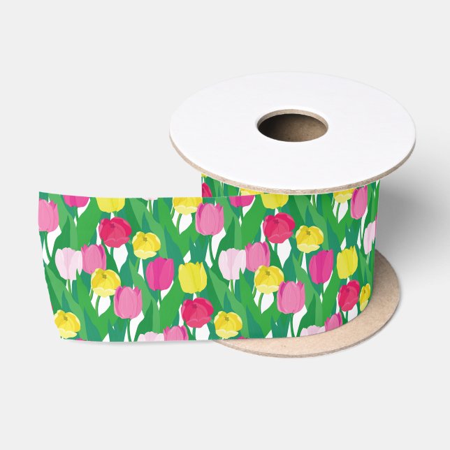 Lovely tulips. satin ribbon (Spool)