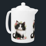 Lovely Tuxedo Kitten with Flowers<br><div class="desc">Uber-cute little tuxedo kitten with flowers all over!
Add images, add text... .make it yours! Great for babies, kids and cat lovers of all ages.</div>