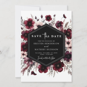 Lovely Typography Burgundy Wedding Save The Date