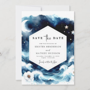Lovely Typography Moonlit Wedding Save The Date