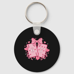 Lovely Valentine Six Seven Playing Cards Heart Wom Keychain