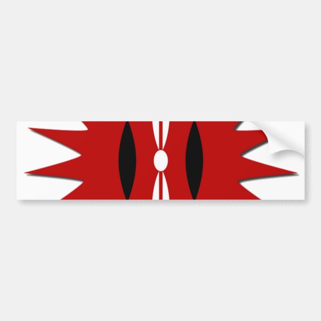 Lovely Vibrant Kenyan Flag Pattern: An 18-Star Art Bumper Sticker (Front)