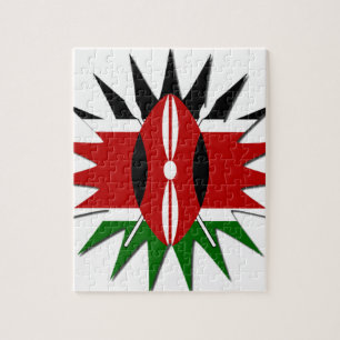 Lovely Vibrant Kenyan Flag Pattern: An 18-Star Art Jigsaw Puzzle
