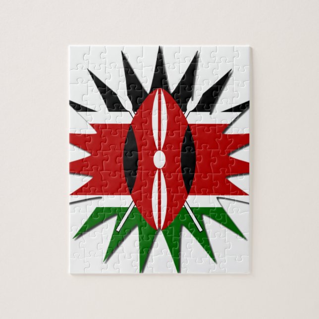 Lovely Vibrant Kenyan Flag Pattern: An 18-Star Art Jigsaw Puzzle (Vertical)