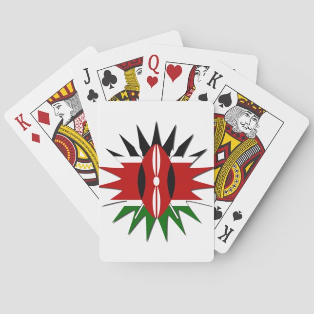 Lovely Vibrant Kenyan Flag Pattern: An 18-Star Art Playing Cards (Back)