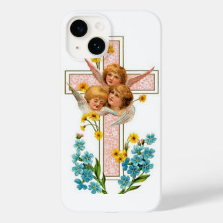 Lovely Vintage Angels With Pink Cross Case-Mate iPhone 14 Case