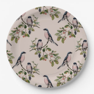 Lovely Vintage Birds Print Paper Plate