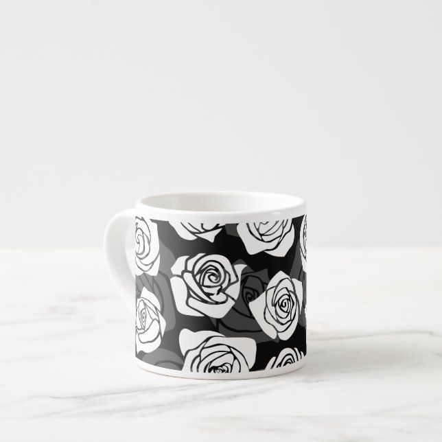 Lovely Vintage black and white roses Espresso Cup (Front Left)