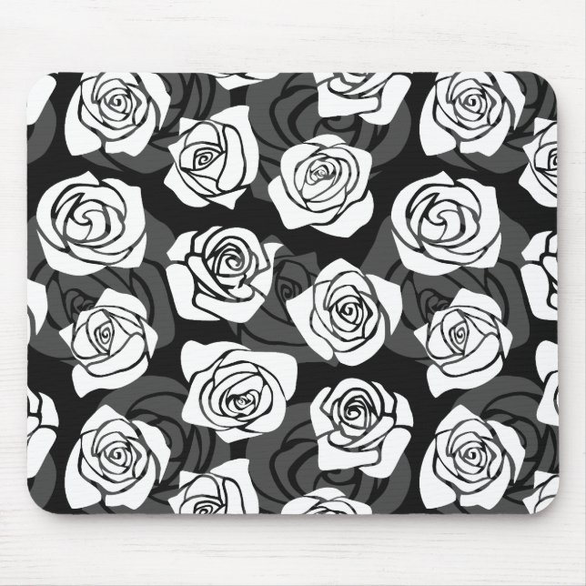 Lovely Vintage black and white roses Mouse Pad (Front)