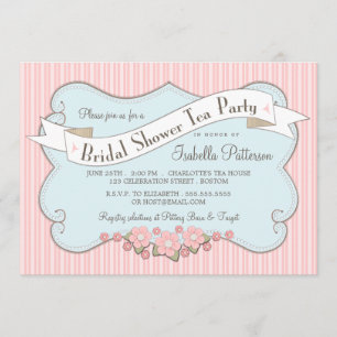 Lovely Vintage Bridal Shower Tea Party Invitation