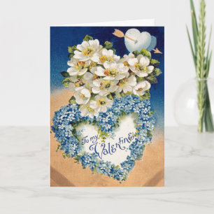 Lovely Vintage Flowers Heart Valentine Day's Card