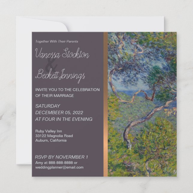 Lovely Vintage Monet Wedding Invitation (Front)