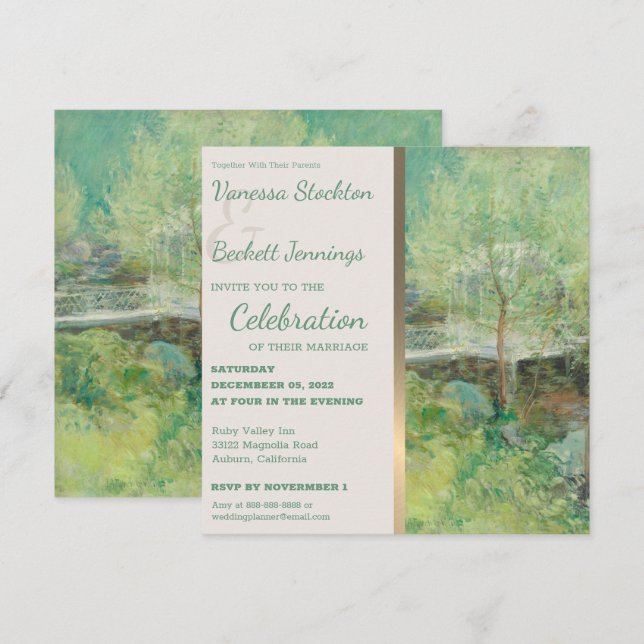 Lovely Vintage Painted Garden Wedding Invitation (Front/Back)