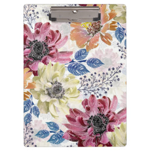 Lovely Vintage pink orange chrysanthemum Clipboard